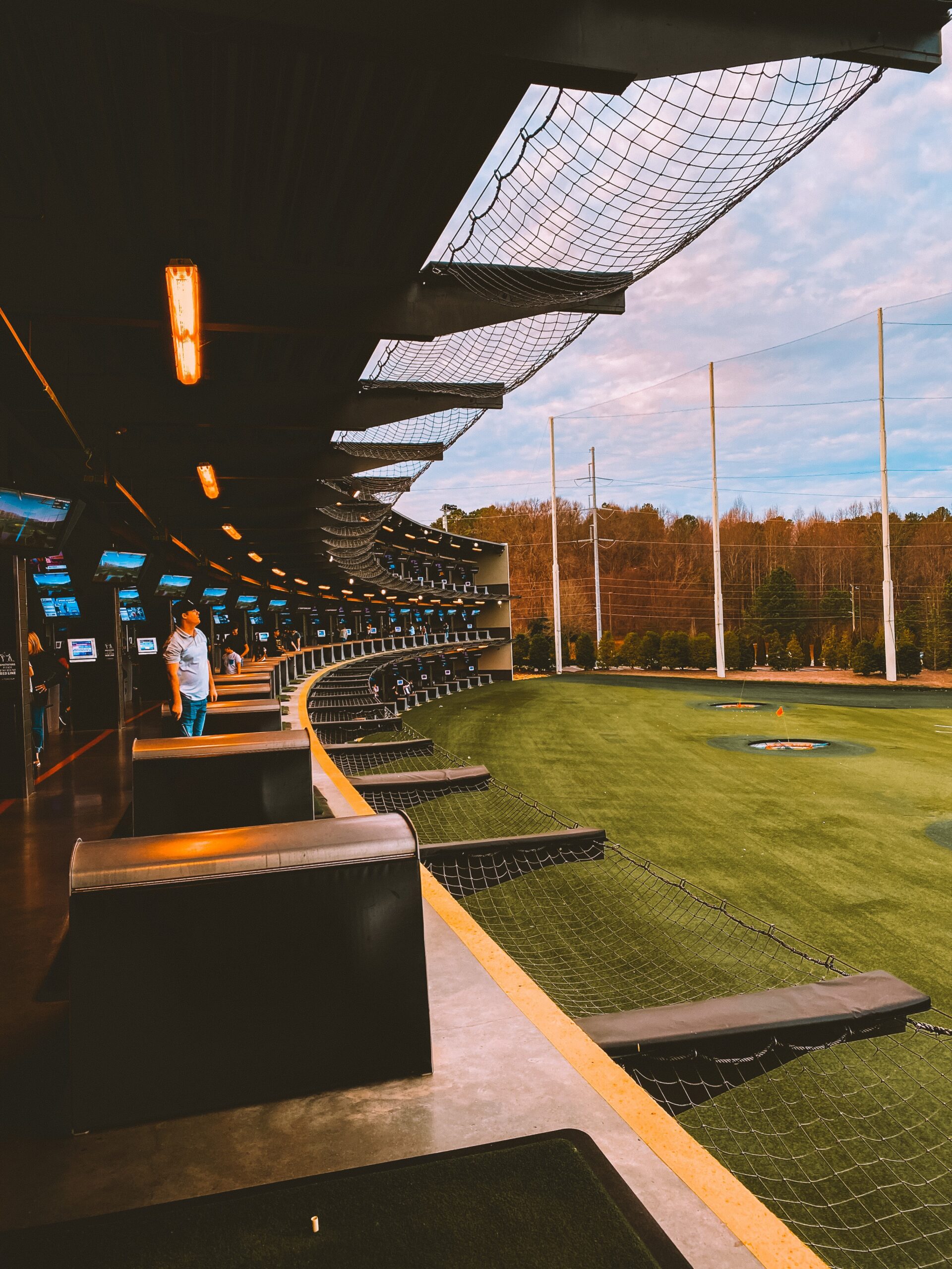 A wide view of a Topgolf establishment.