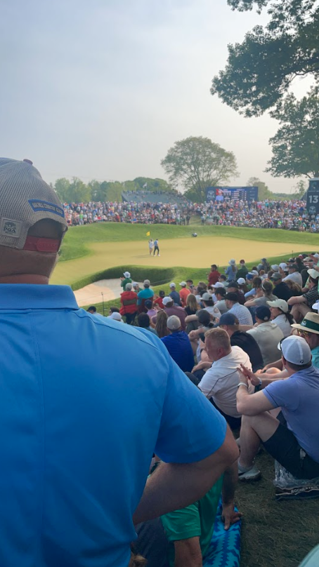 A view of the 18th hole at Oak Hill from the 2023 PGA Championship